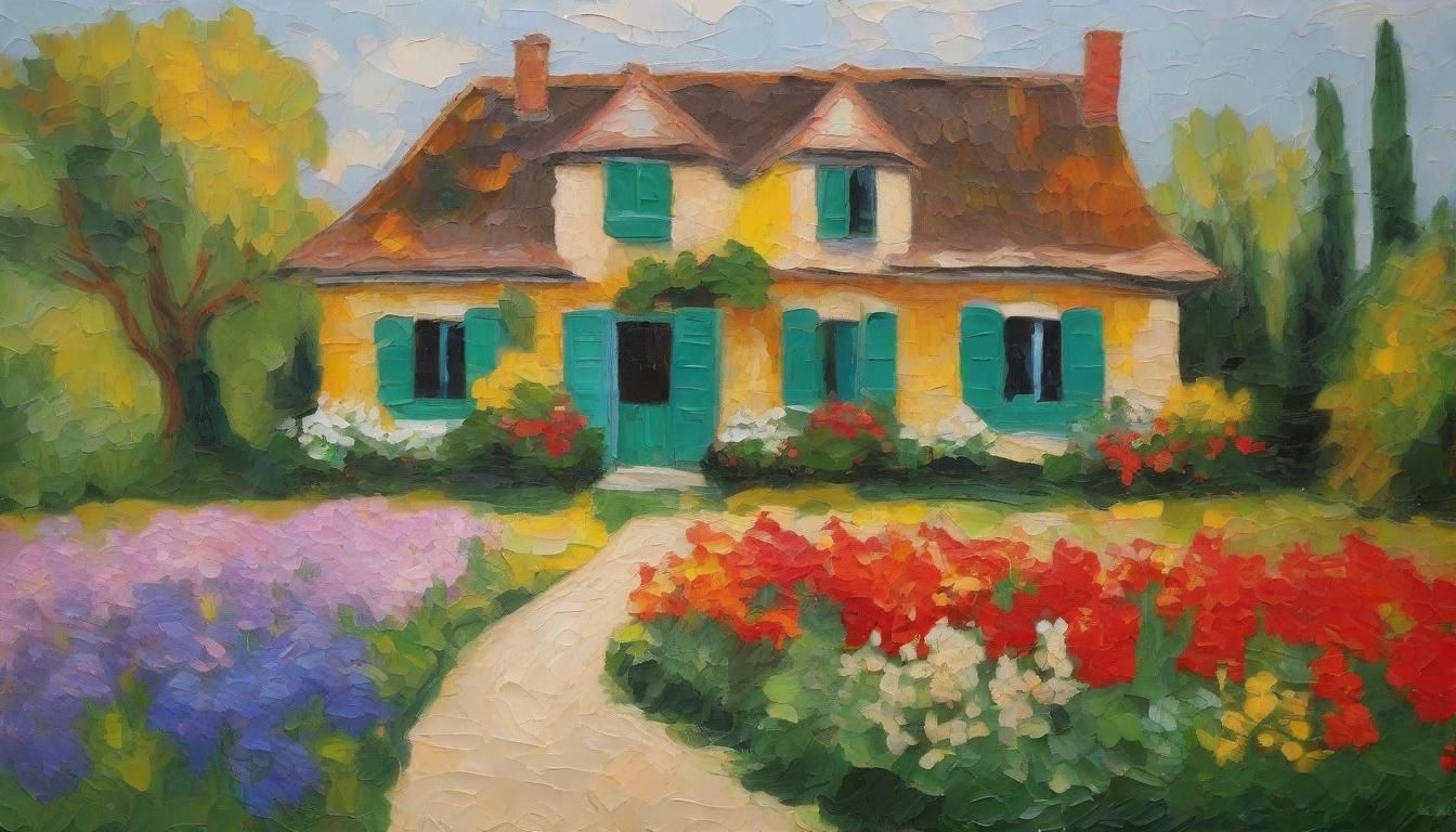 Giverny Garden House as Impasto Painting