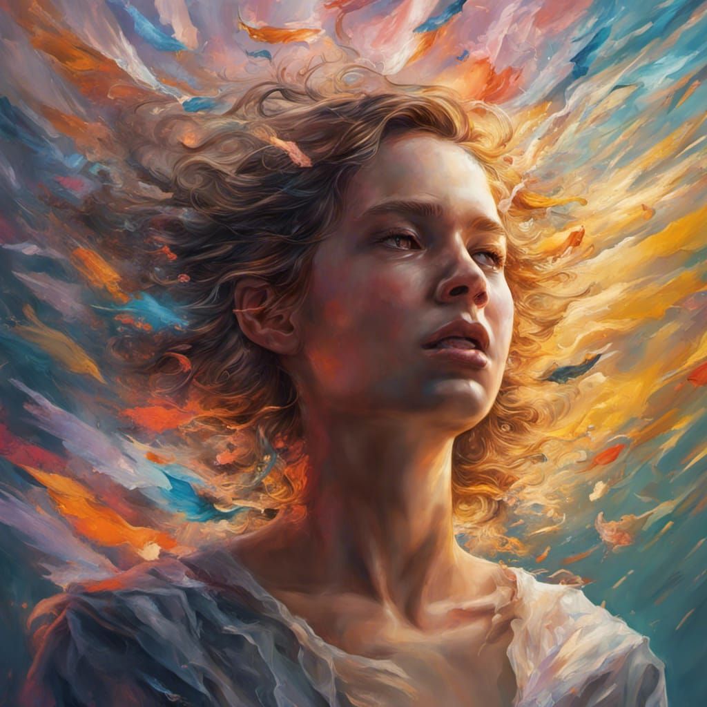 Hyperrealistic Angels in Dramatic Splash Art