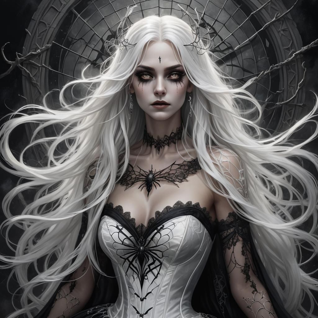 Ethereal Goddess with Spider Eyes in Digital Art