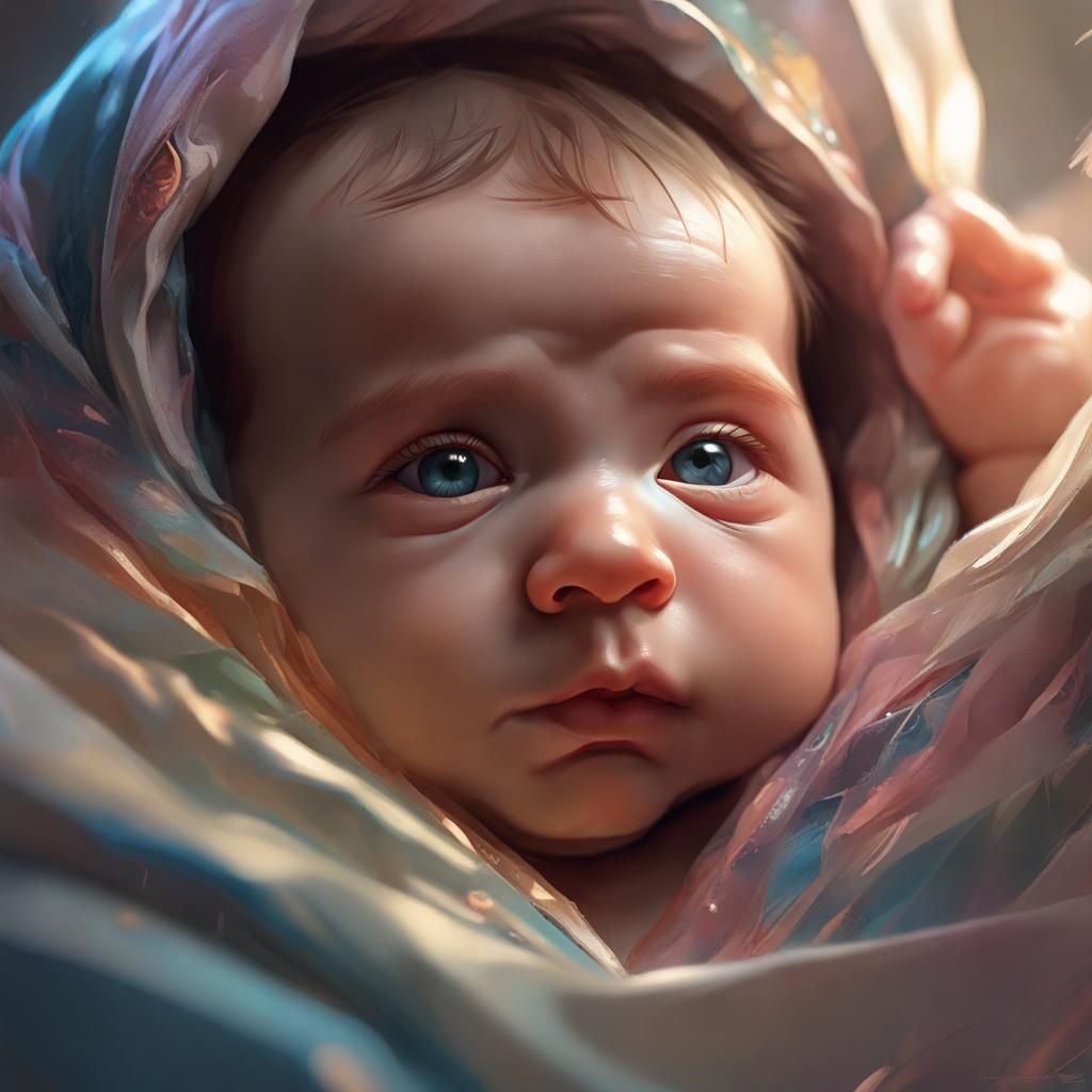 Hyperdetailed Newborn Portrait in Dynamic Lighting