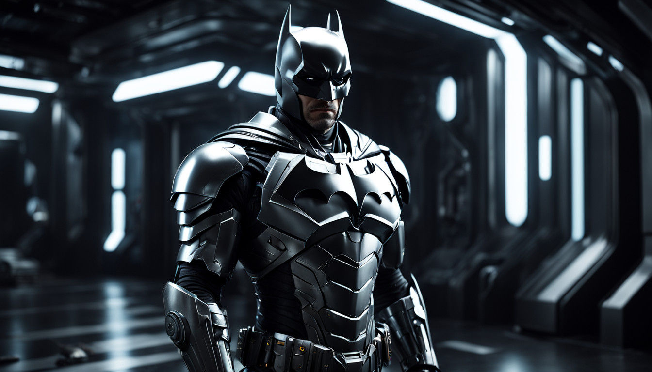 Dramatic Ironclad Batman Portrait in Hyperrealistic Digital...