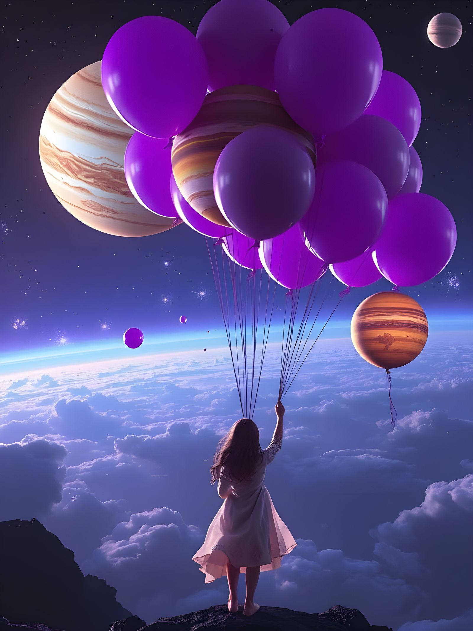 Surreal Celestial Realms Unveiled in Cyberpunk Art