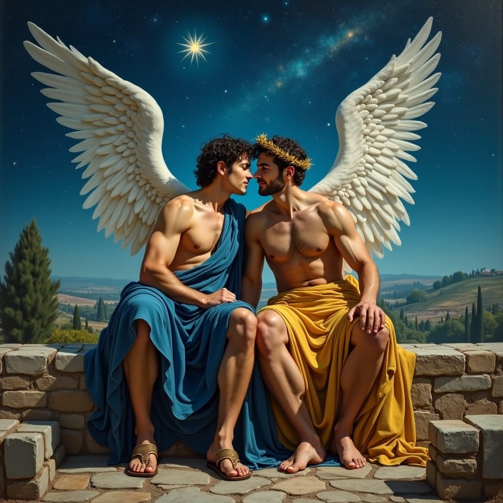 Romantic Roman Scene Under Starry Sky