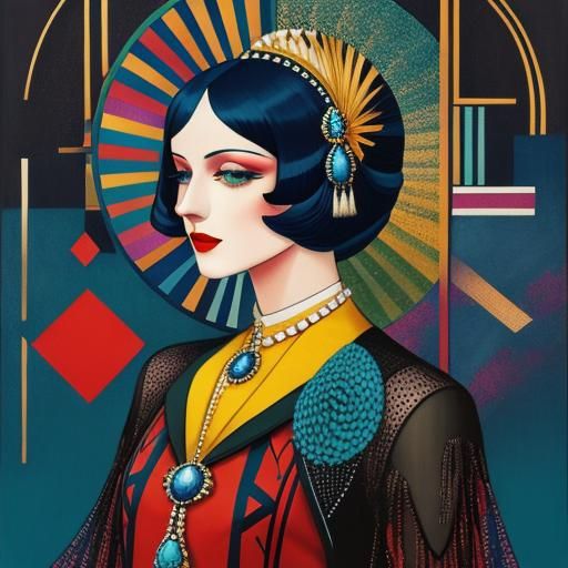 1920s Art Deco Fashion in Abstract Style