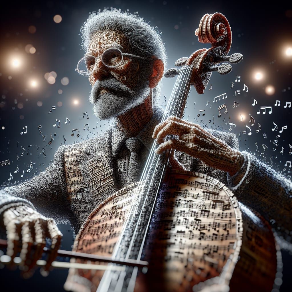 Musical Man Plays Cello with Passion