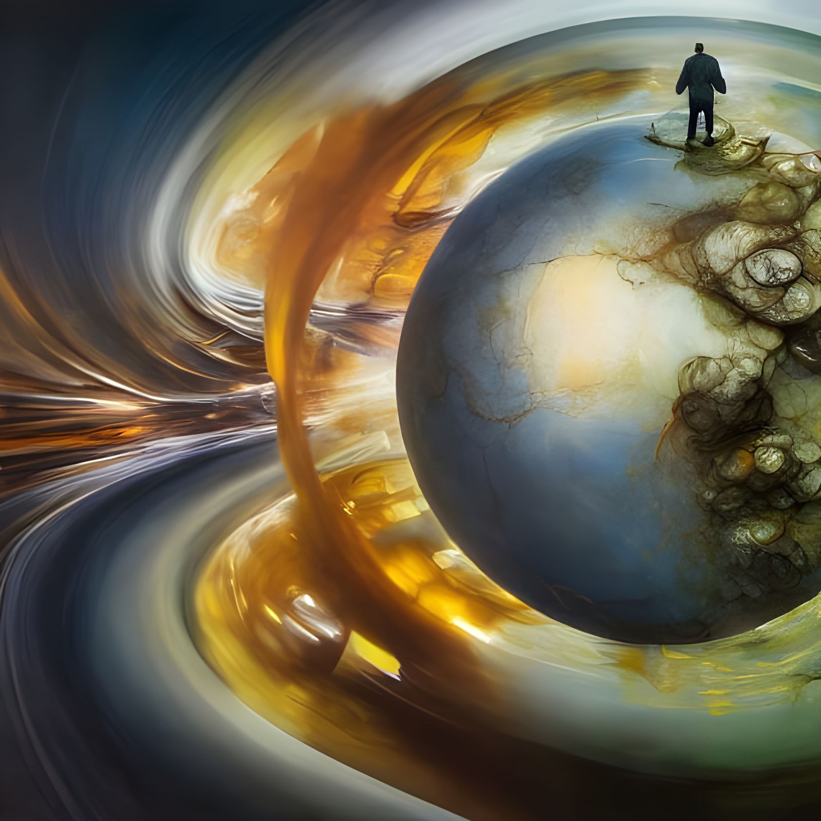 Celestial Cycles Ring Earth: Hyperreal Digital Painting