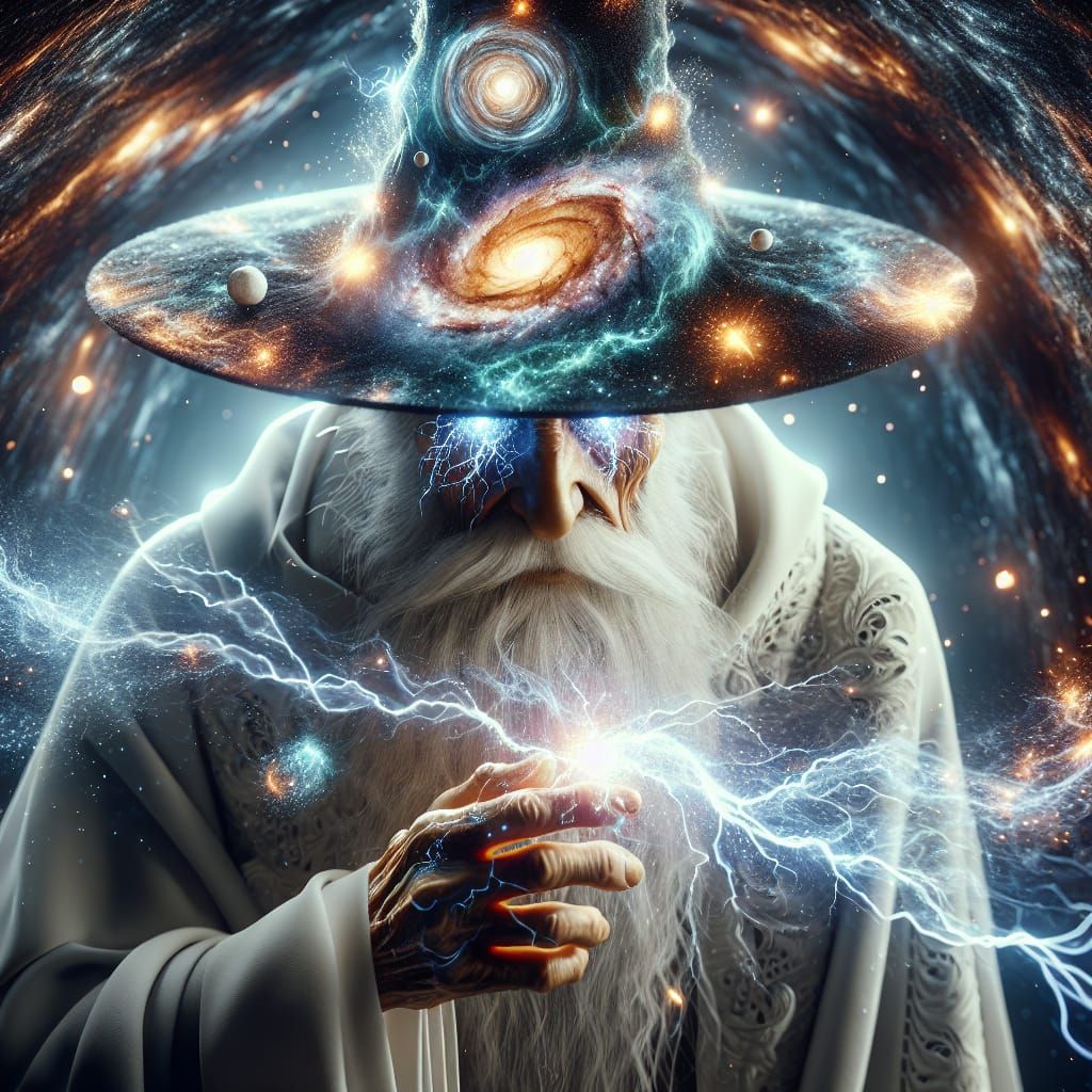 Wizard with a Cosmic Hat in 3D Render