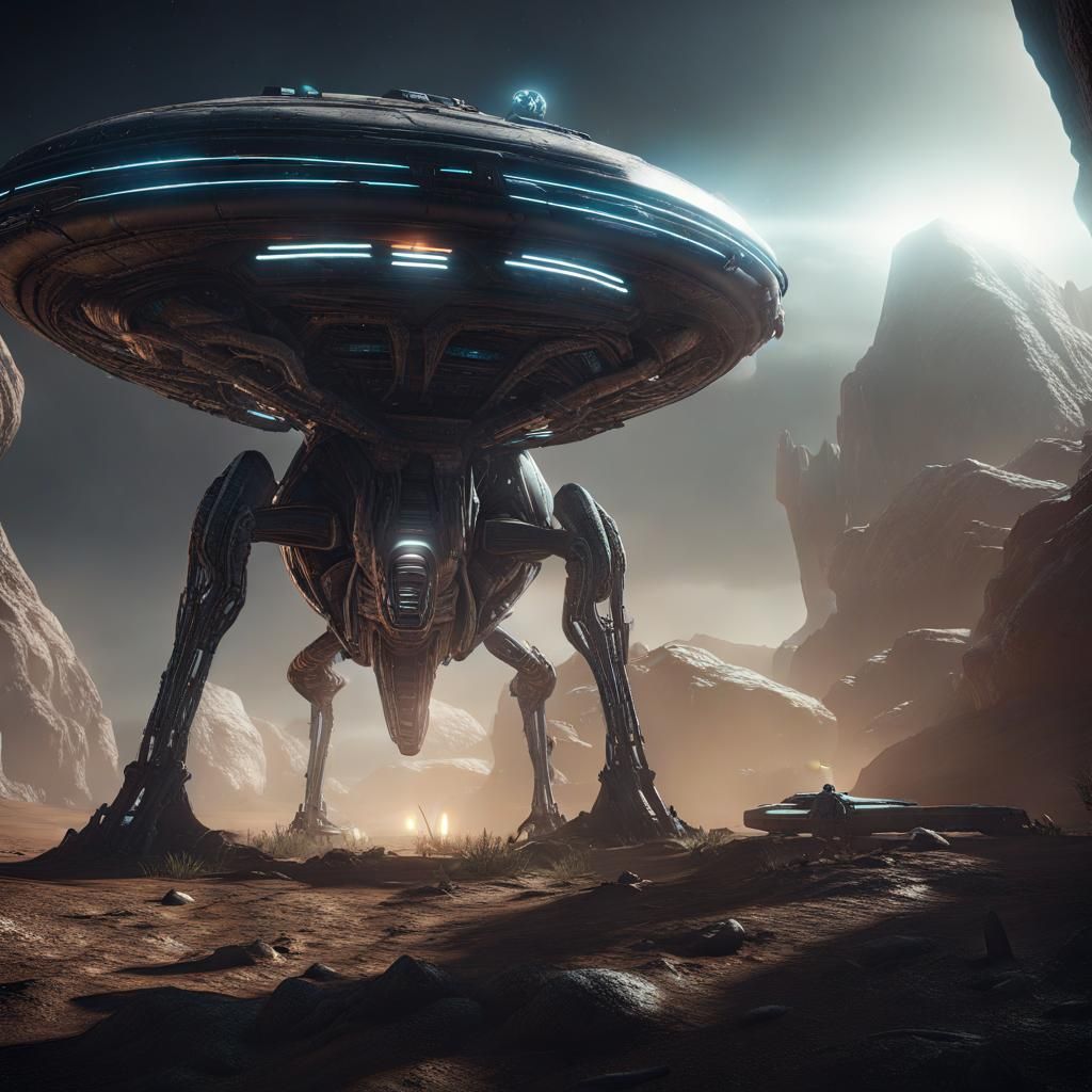 Alien Probe in 3D Game Cinematic Style