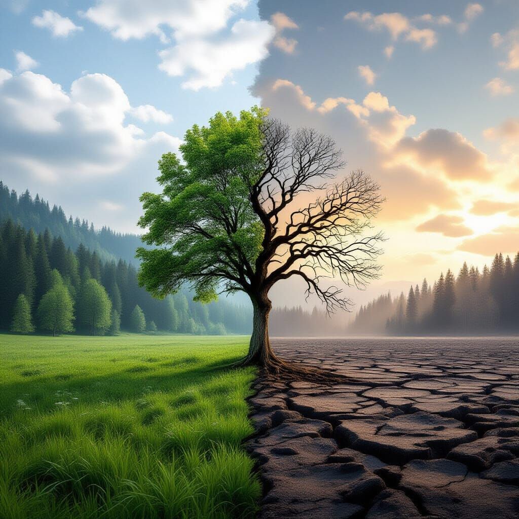 Contrasting Landscapes: Forest and Wasteland in Dramatic Rea...