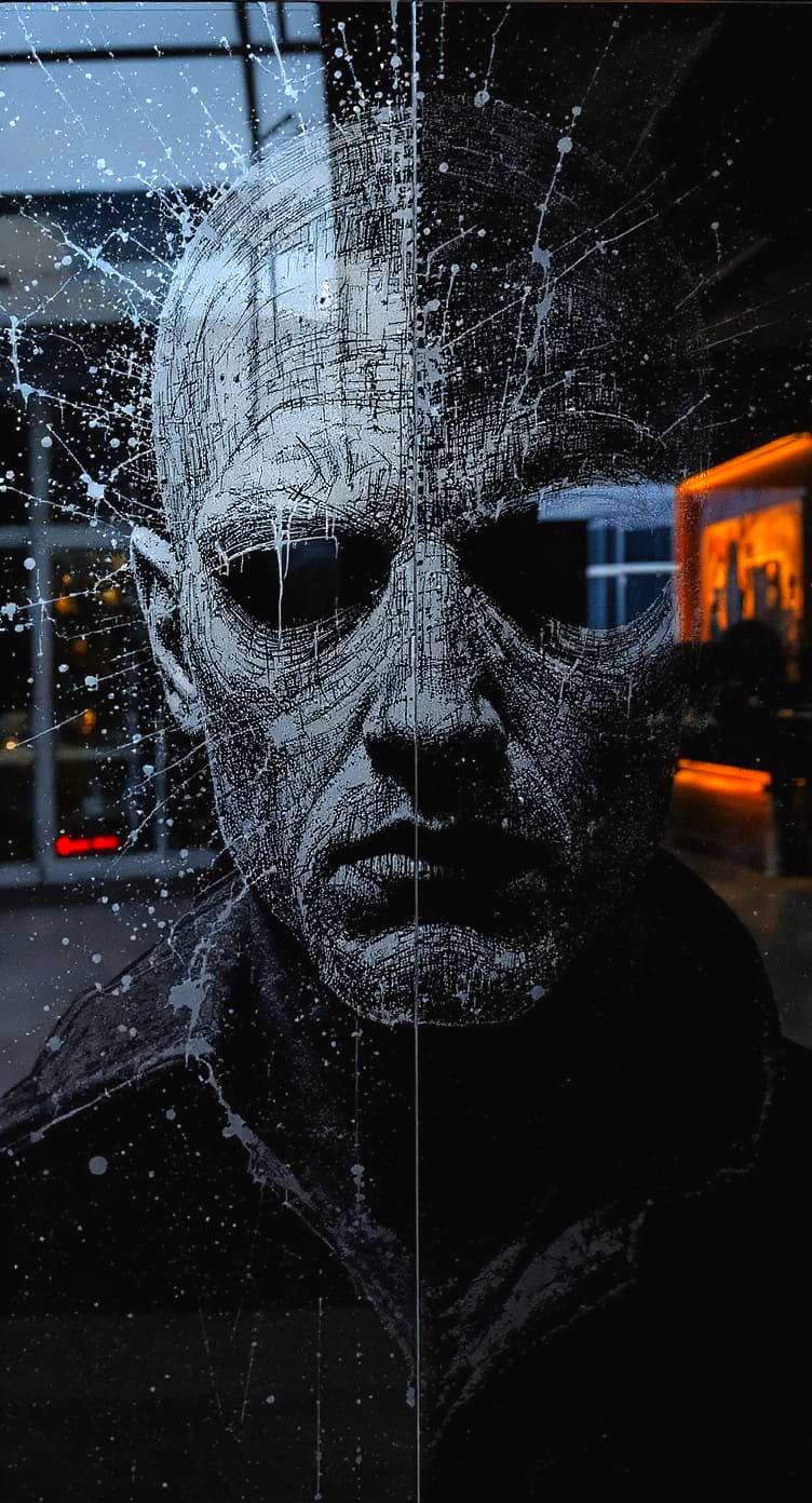 Monochromatic Survivor Portrait in Glass with Rorschach Spla...