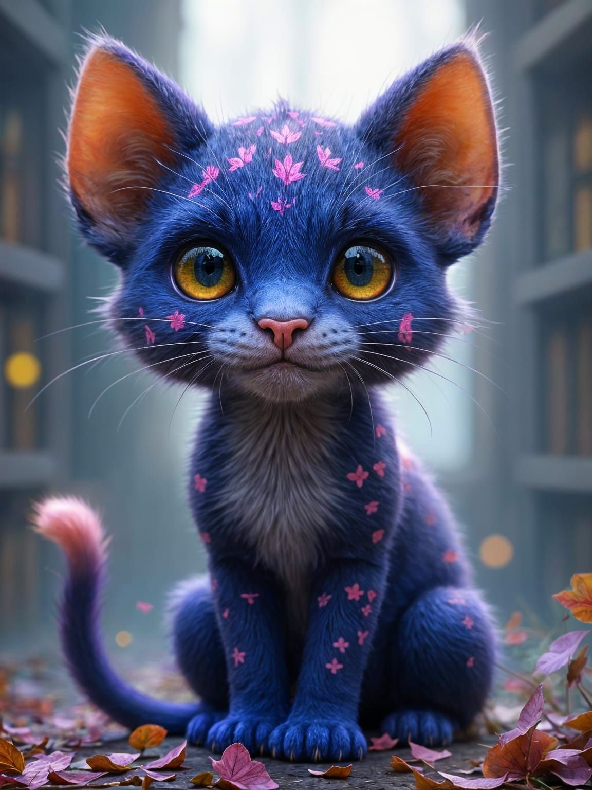 Chibi Panther Cub Portrait in Fantasycore Style