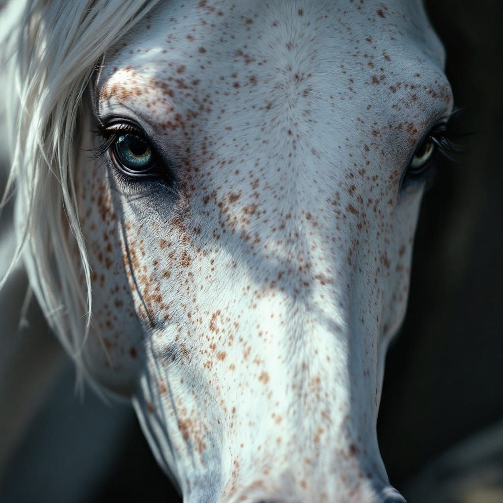 Girl and Freckled Arabian Horse in Comic Art Style