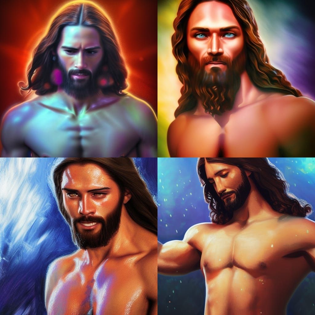 Hyperrealistic Image of Shirtless Jesus with Dramatic Lighti...