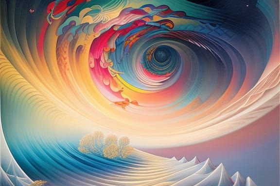 Cosmic Swirl: A Hyperdetailed Watercolor Concept Art