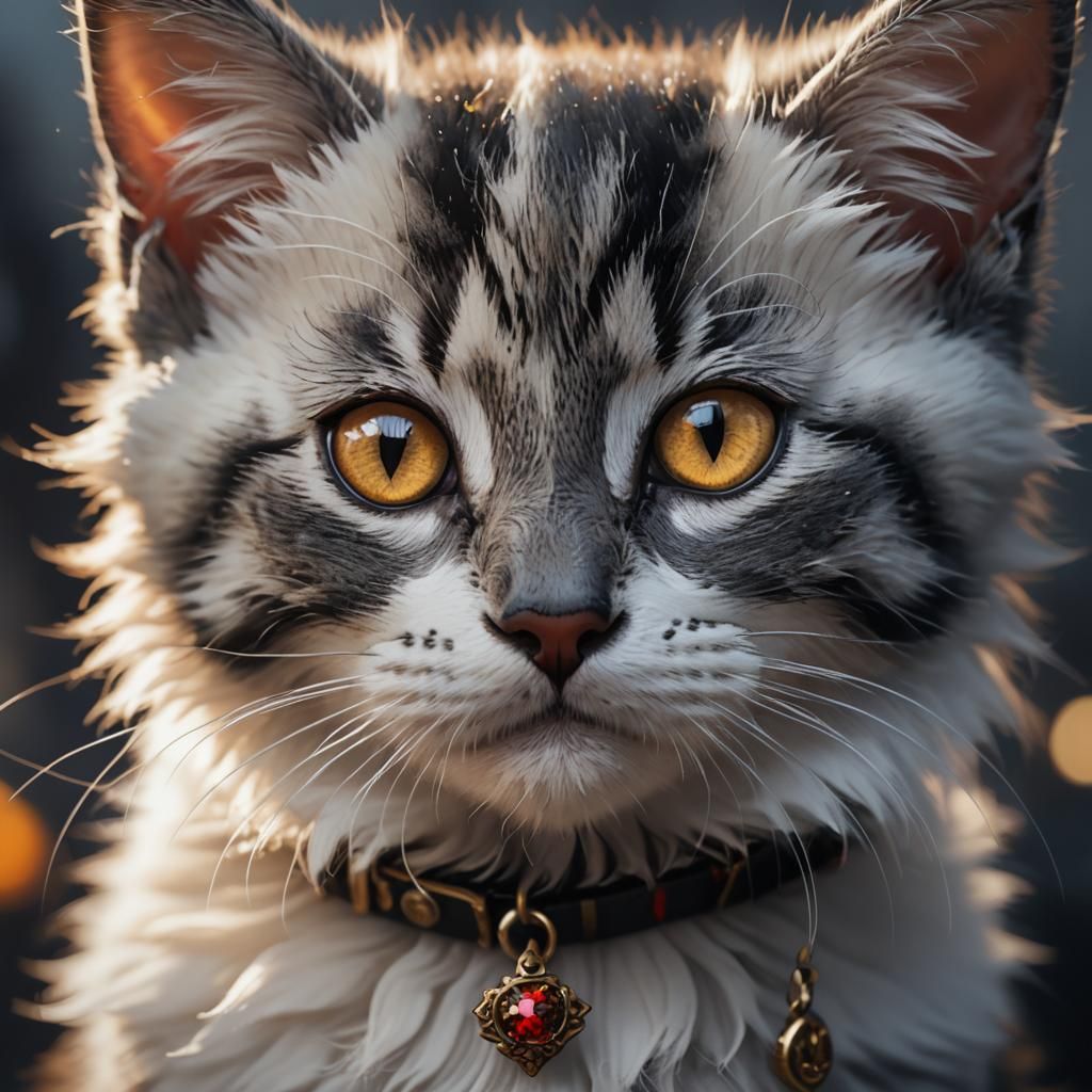 Fantasy Kitten Portrait in Digital Art Style