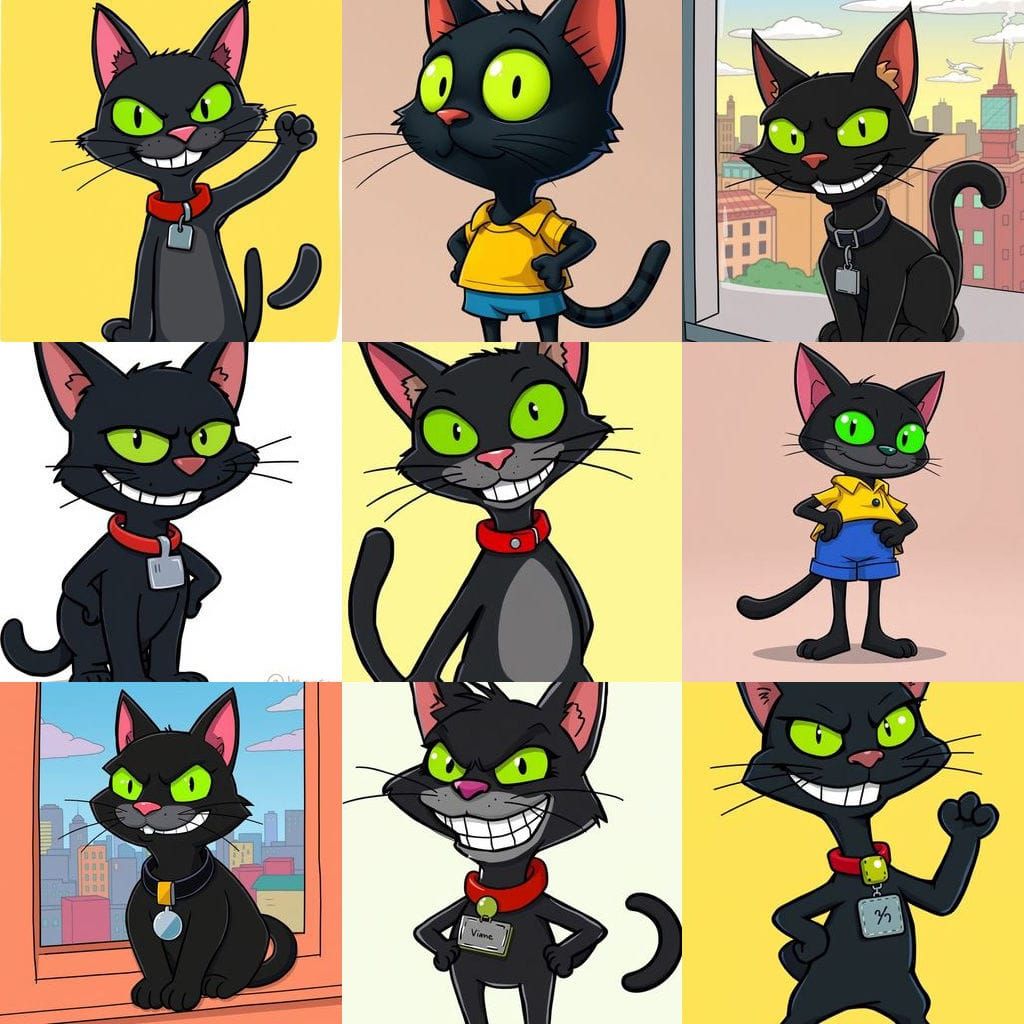 Simpsons-Inspired Cartoon Black Cat Character