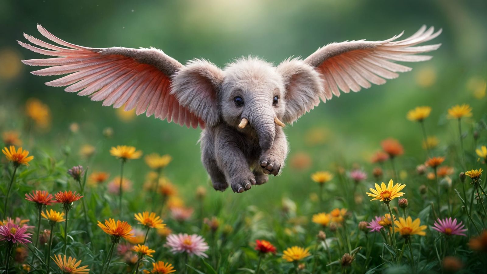 Macro Photograph of a Pink Flying Elephant