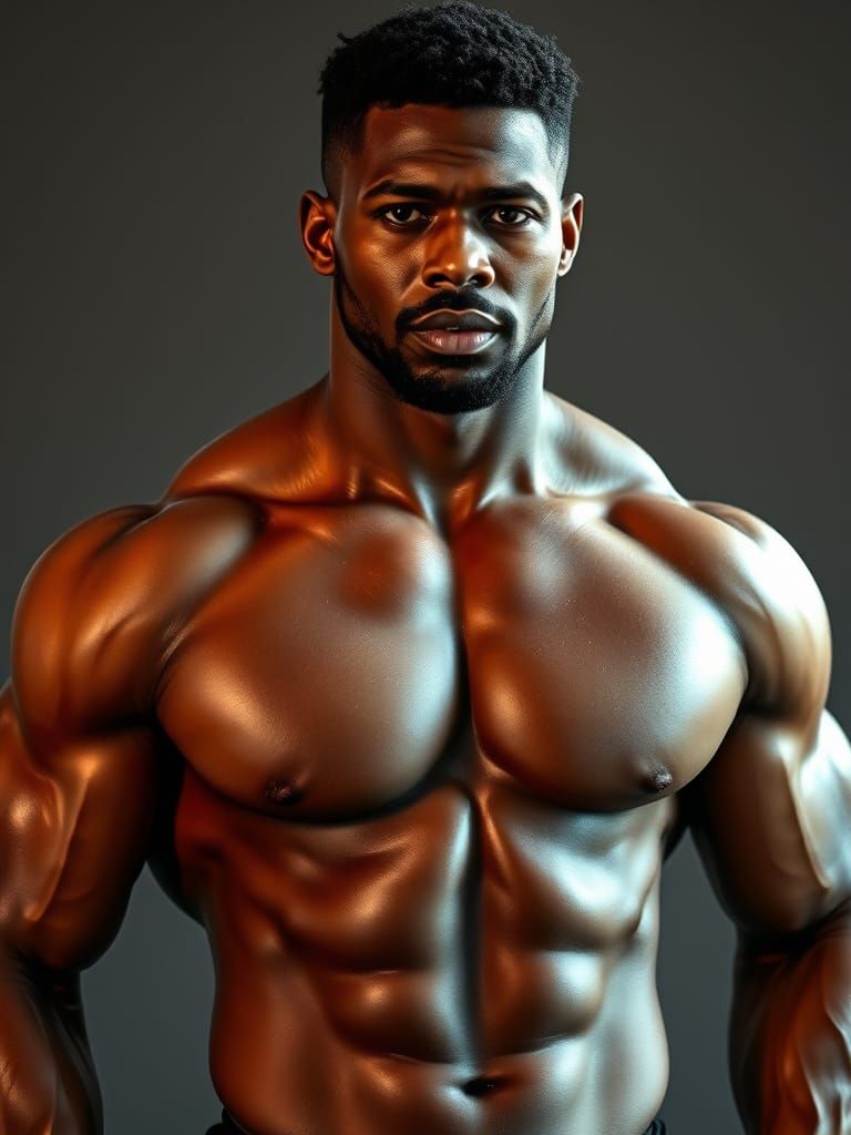 Strong Black Athlete Poses Confidently