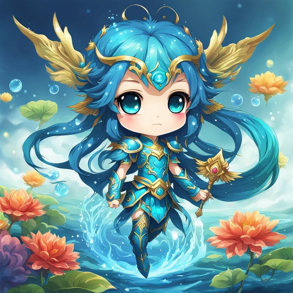 Chibi Water Sprite in Anime Style