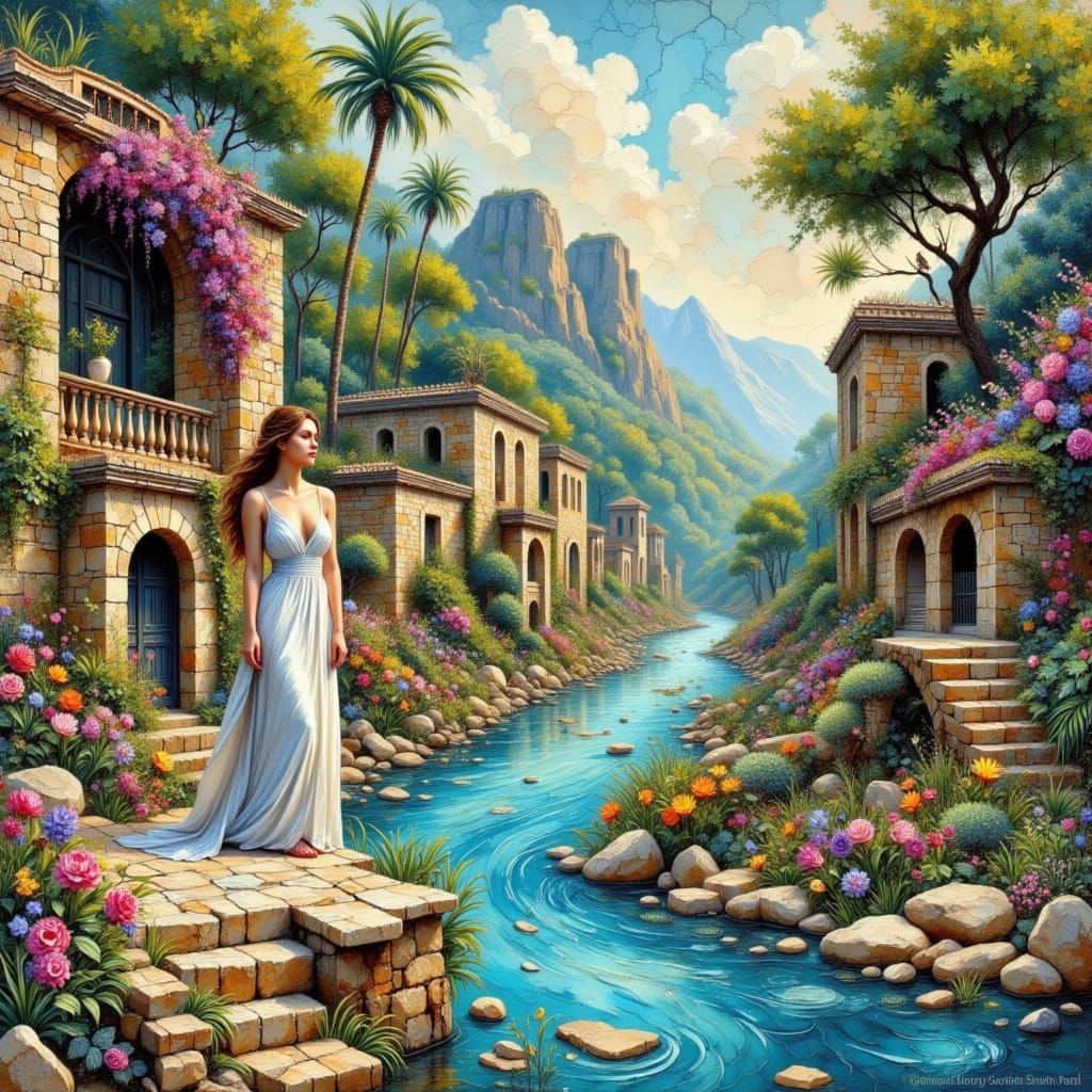 Elegant Woman by Chaotic River in Storybook Style