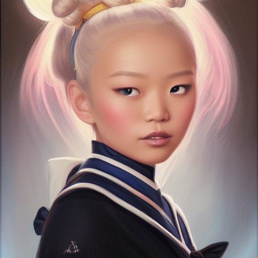 Magical Girl Portrait in Gothic Oil Painting Style