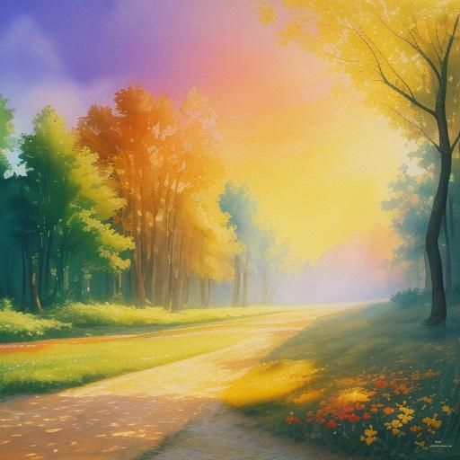 Golden Sunshine in Gouache Impressionist Style