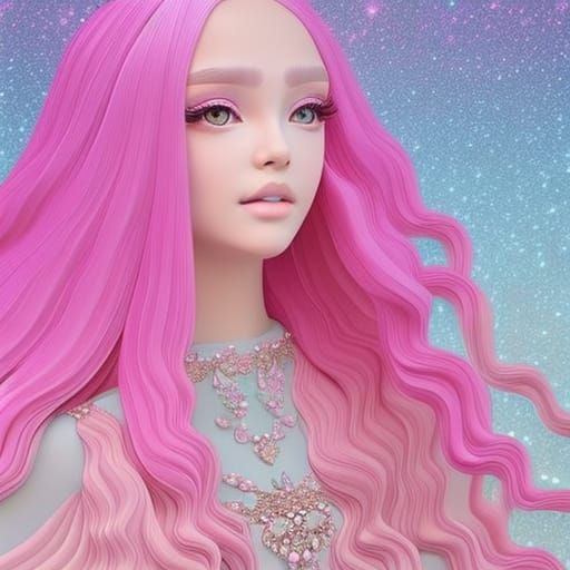 Dreamy Pastel Goddess in Mosaic Landscape