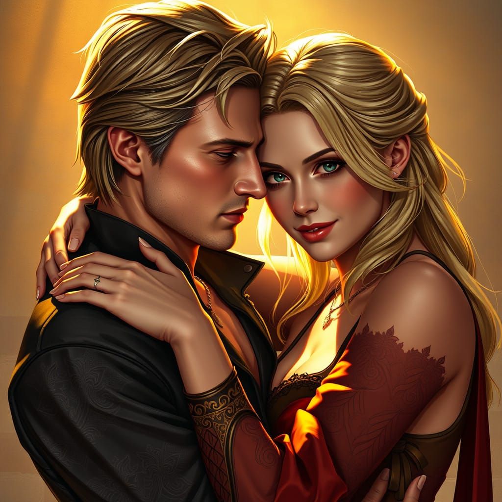 Buffy and Spike Share a Tender Moment in a Golden Hug