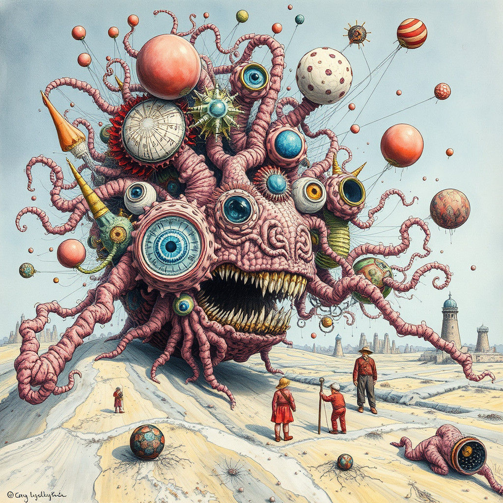 Surreal Pastel Ink Painting in Yerka Style