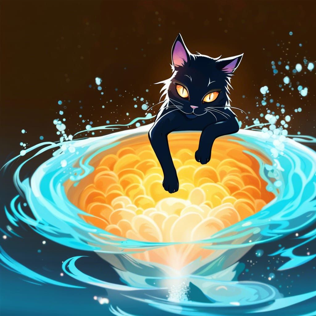 Ethereal Cat Girl in Maximalist Stargate Anime Art