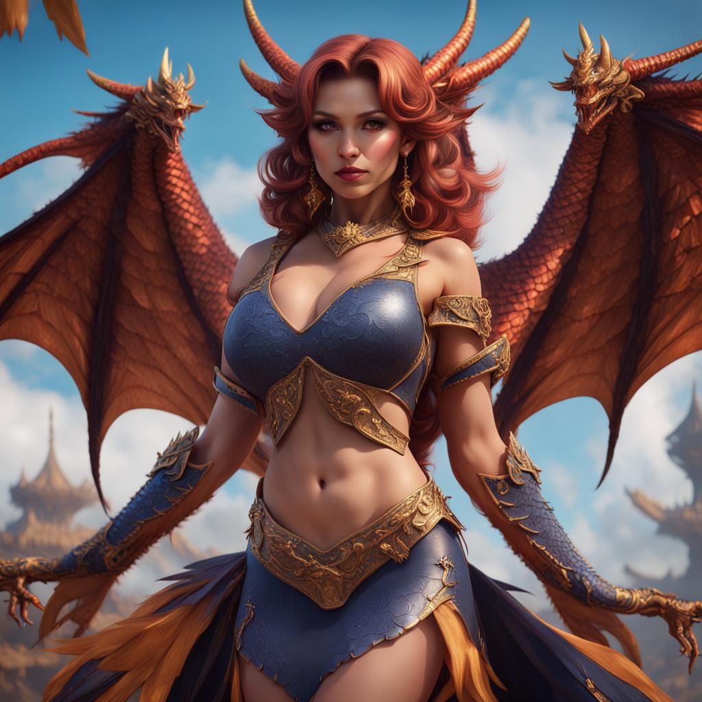 Dragon Cheerleaders Fantasy Concept Art