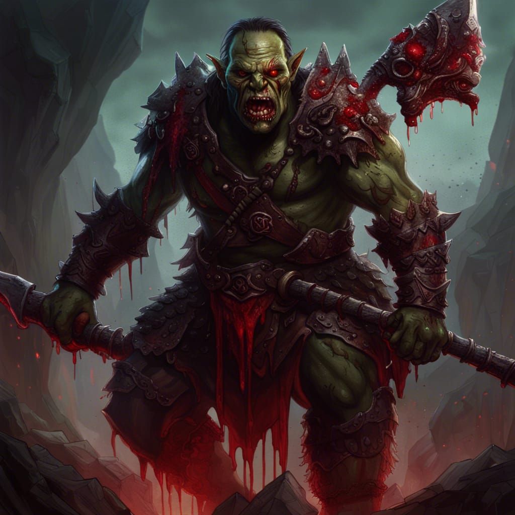 Bloodthirsty Orc Warrior with Greataxe, Detailed Matte Paint...