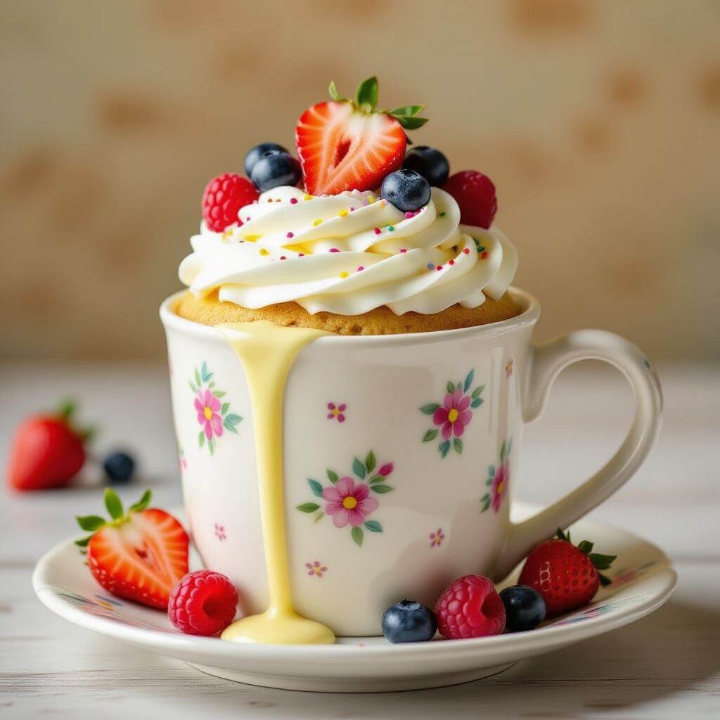 Emma Bridgewater Style Mug Cake with Strawberries