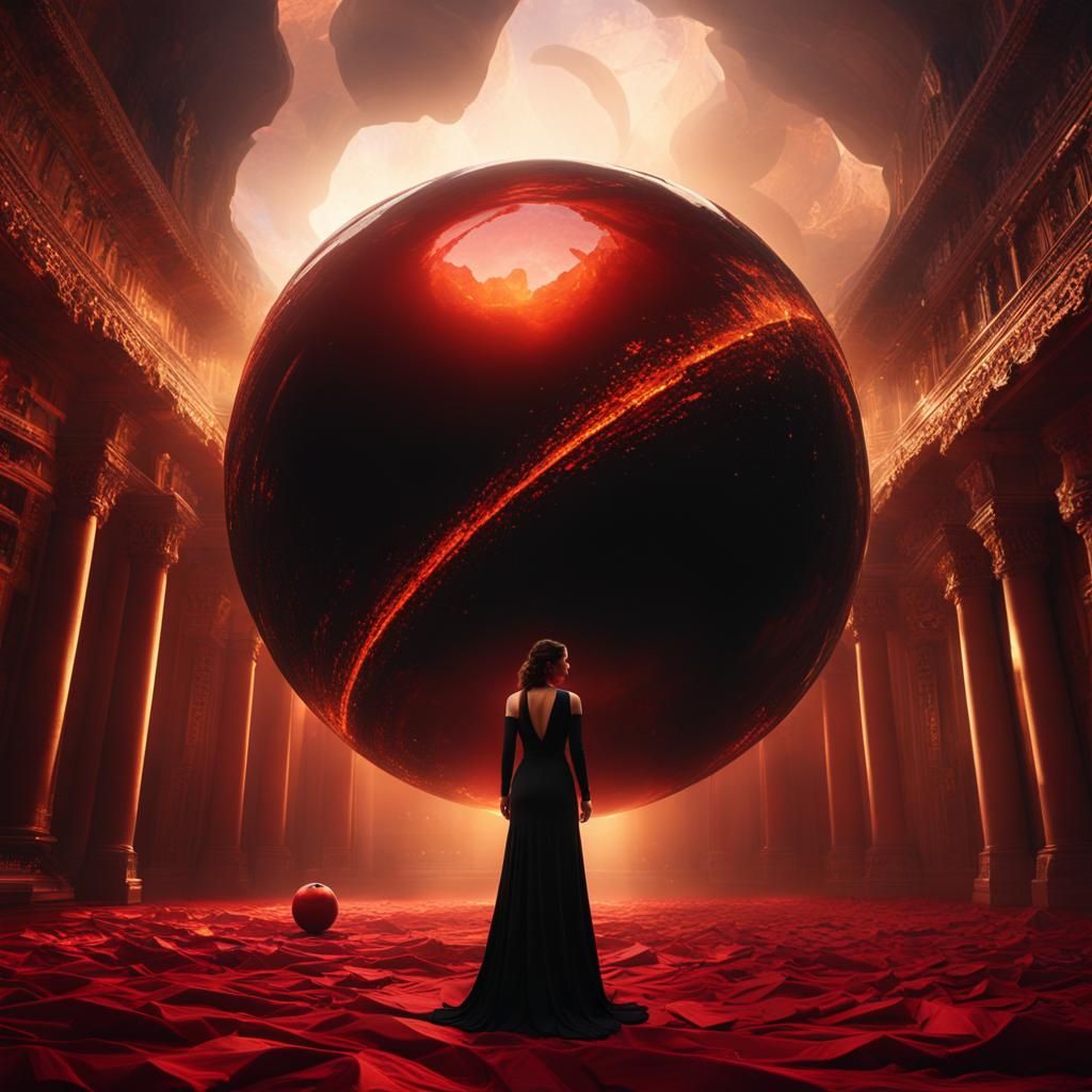 Woman in Sphere: Dramatic Cinematic Digital Painting