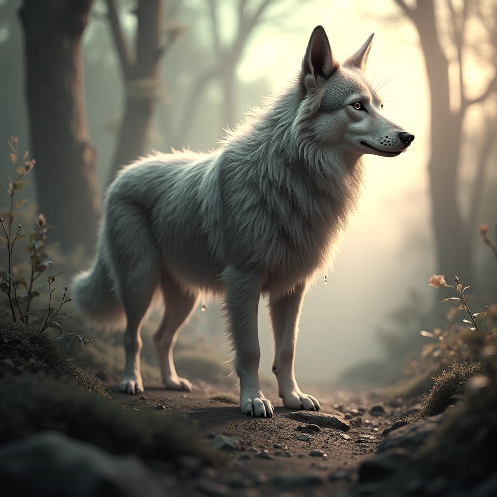 Detailed Filing Dog Fantasy Concept Art