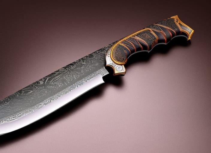 Ornate Bowie Hunting Knife Digital Matte Painting