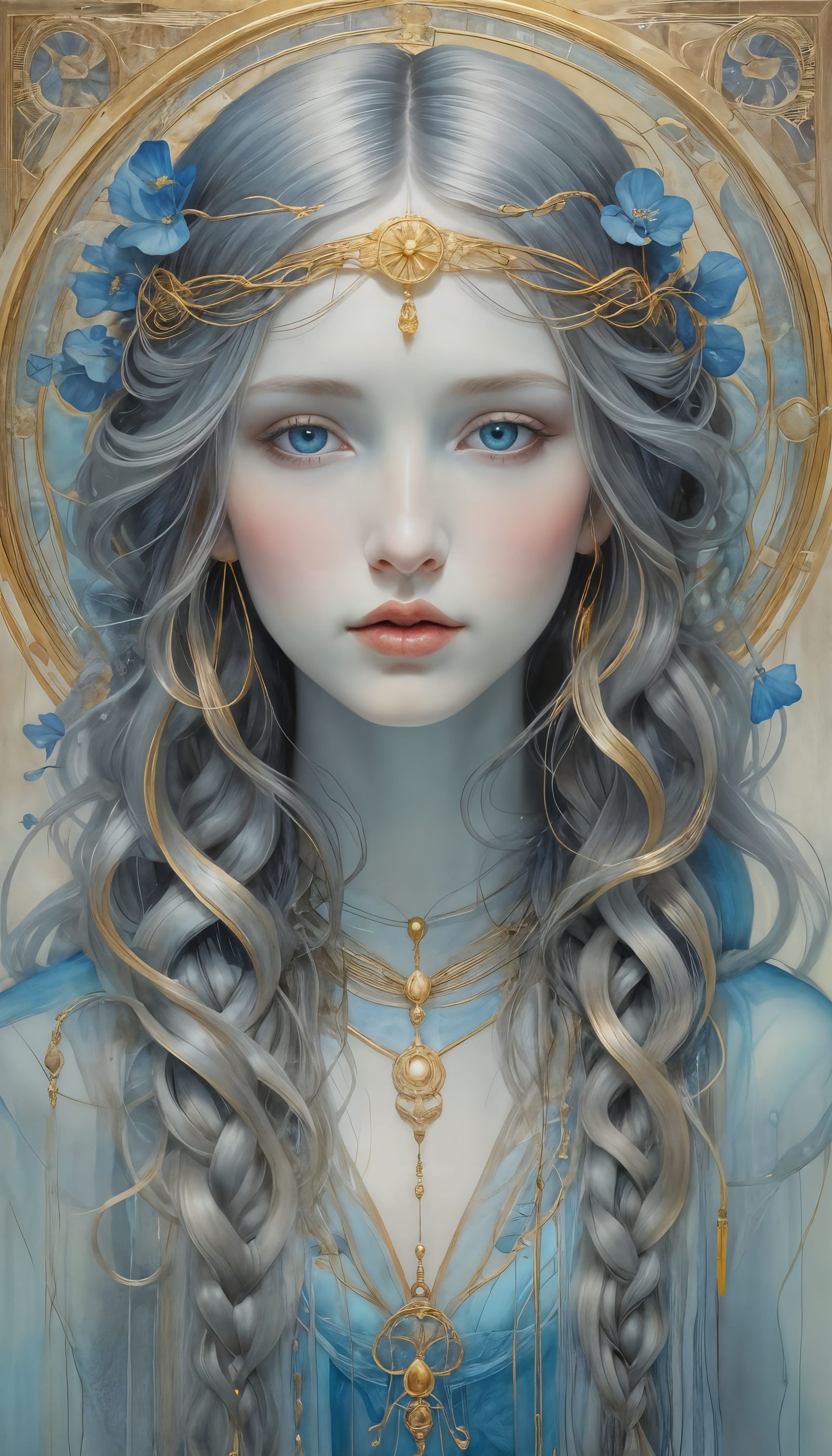 Luminous Surreal Portrait in Art Nouveau Style
