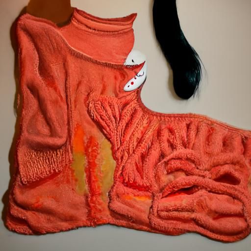 Detailed Gouache Painting of a Cat Sweater