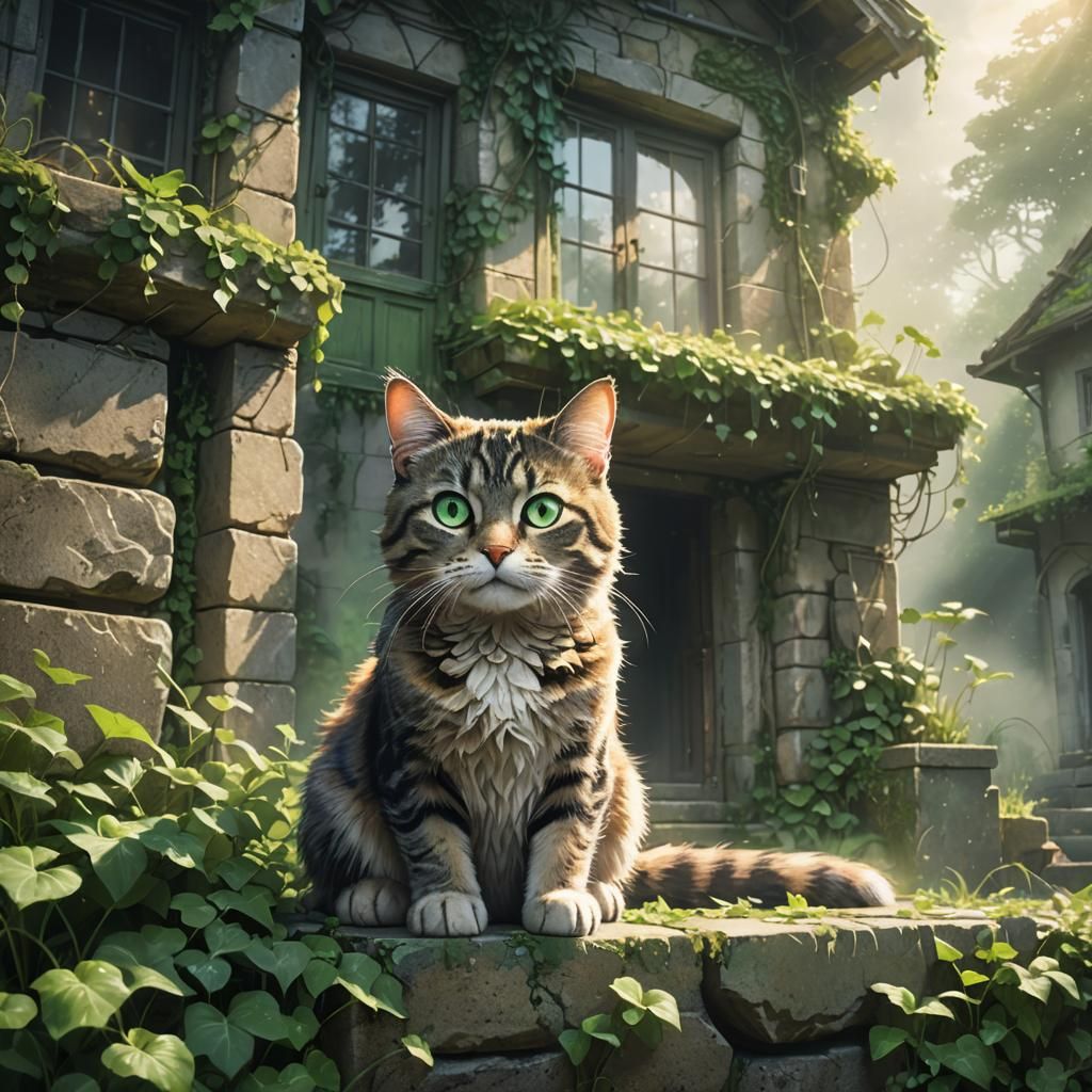 Ethereal Tabby Cat on Abandoned Foundation