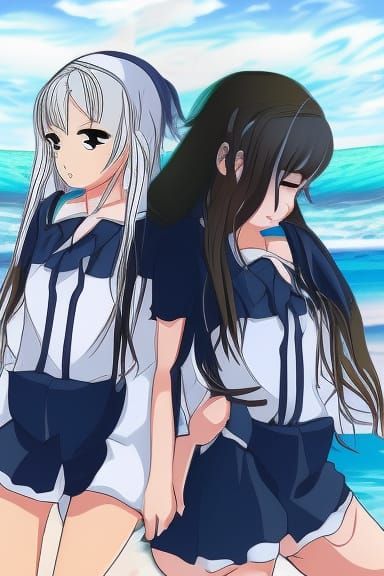 Anime Girl on Seashore