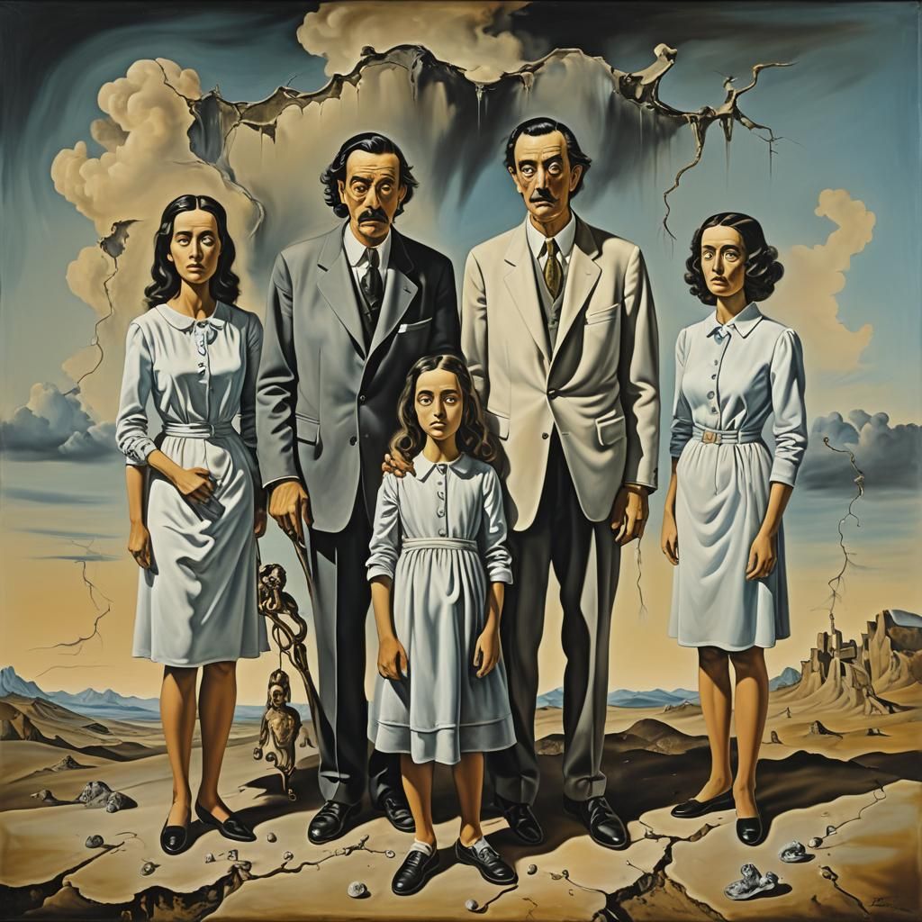 Surreal Family Portrait in Salvador Dali Style