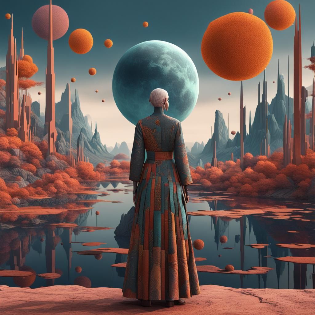 Minimalist Surreal Woman in Art Brut Style