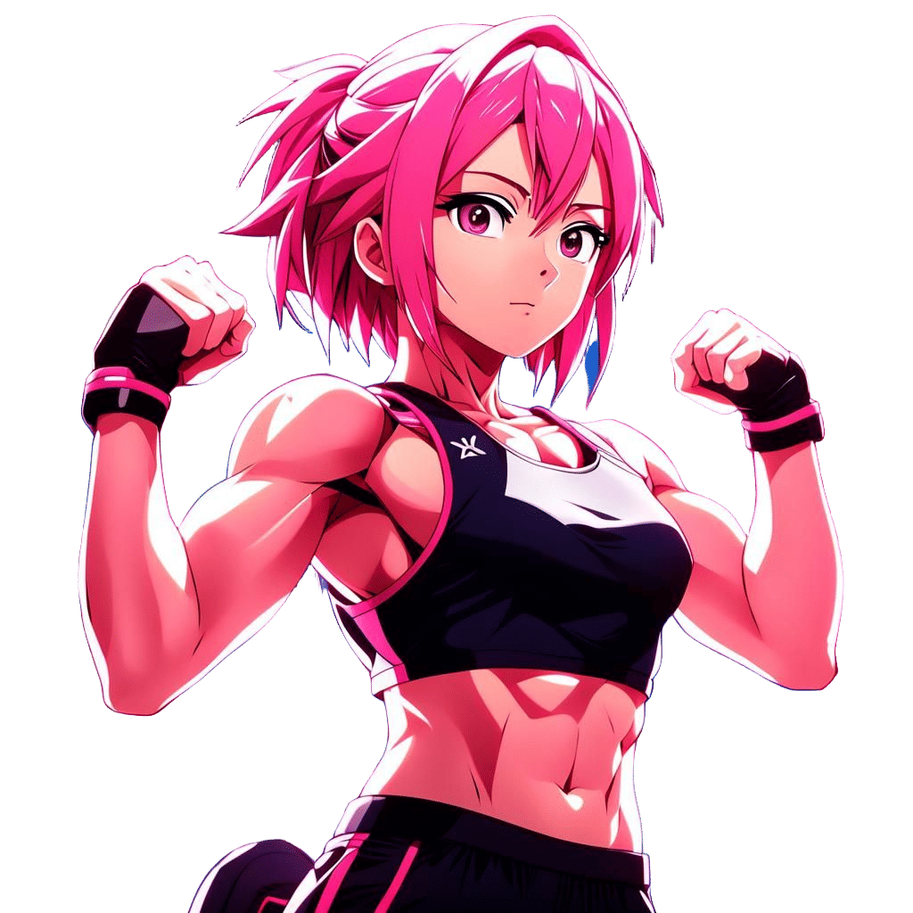 Sakura Flexing Muscles at the Gym