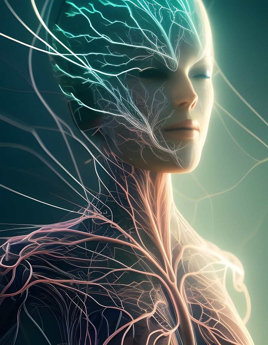 Human Nervous System Diagram as Lightning Fractal
