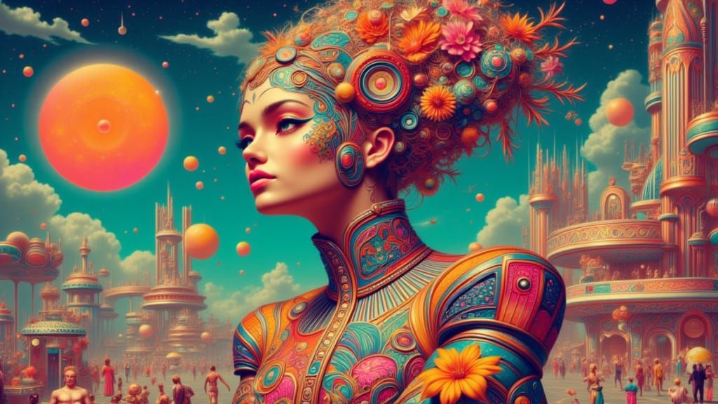 Vibrant Festival Attendee in Ornate Attire