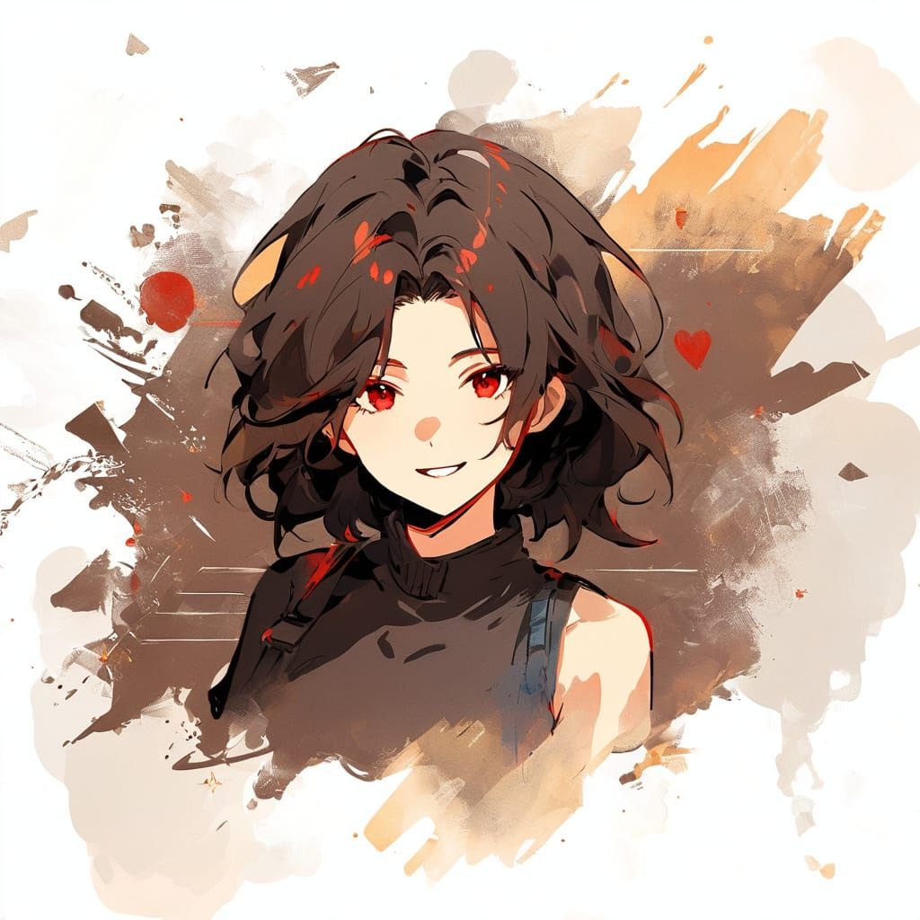 Anime Woman in Painterly Style with Triadic Colors