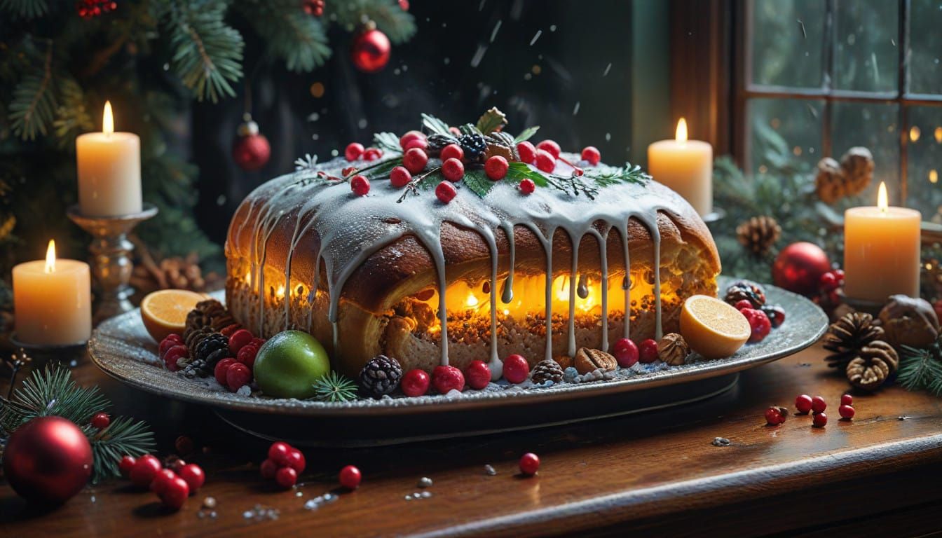 Vibrant Winter Wonderland in Hyper-Realistic Mixed-Media Sty...