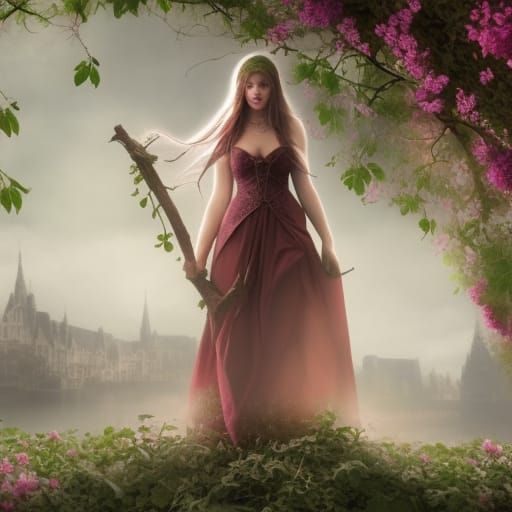 Bottle Witch with Ivy and Roses