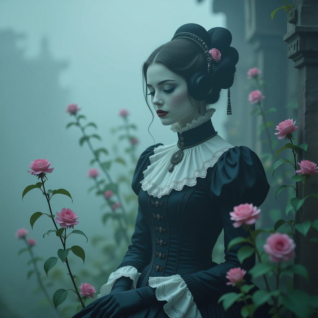 Android in Eerie Mist: A Dark Surreal Portrait