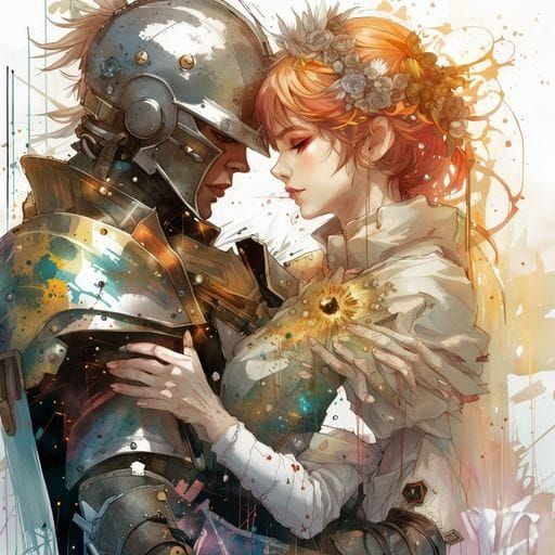 Solarpunk Knight and Princess Anime Portrait